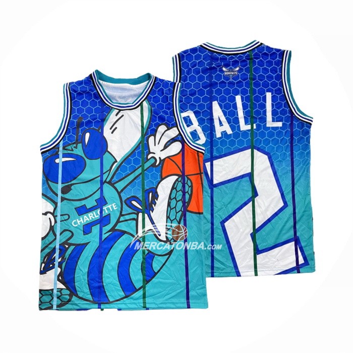 Maglia Charlotte Hornets Lamelo Ball NO 2 Mitchell & Ness Big Face Verde